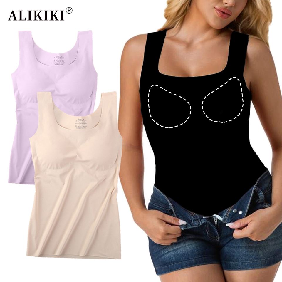 T Shirt Bra Seamless - Ice Silk Wireless Push Up Tank