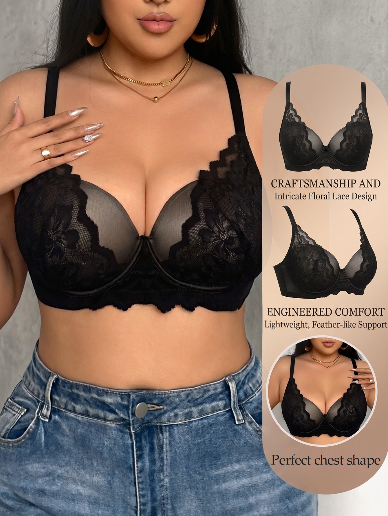 Wide Strap Plus Size Women Bra - Underwire Bra Padded ulasan dan harga